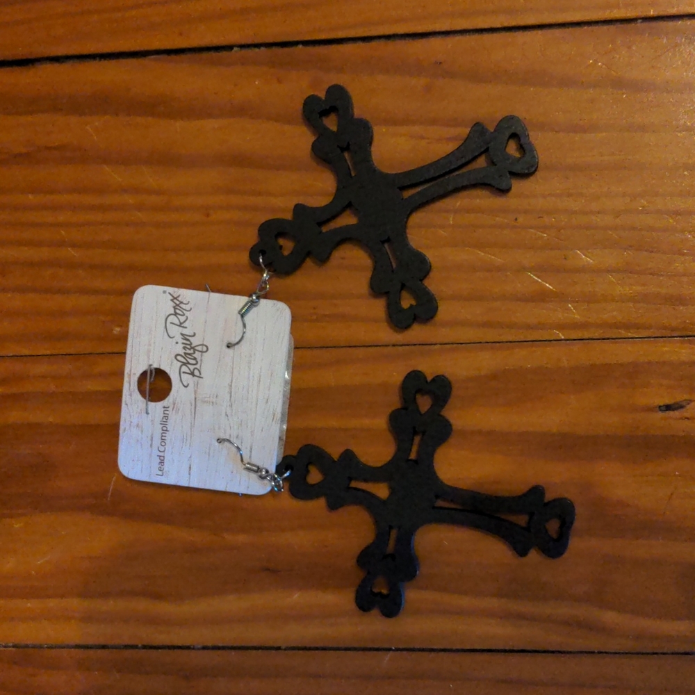 Blazin Roxx Wood Cross earrings